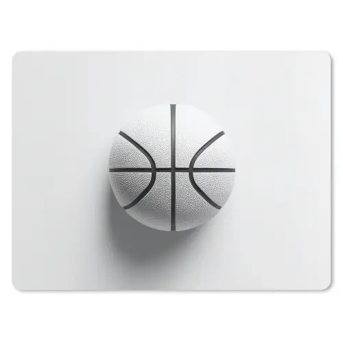 Basketbal - Wit - Schaduw - Lijnen muismat rubber klein -3d