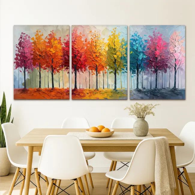 Meerluik schilderij - 3 luiken - Bomen - Kleurrijk - Modern - Verflook