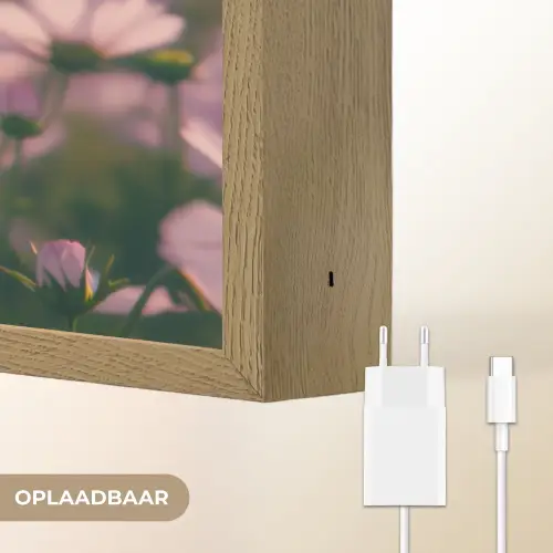 Bloemen - Paars - Wazig Light Box met batterij (Wandlamp) middel -USP_websiteoplaadbaarNL