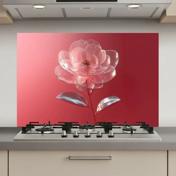 Sierlijk - Bloem - Roze - Glazen keuken achterwand spatscherm klein -3d_website