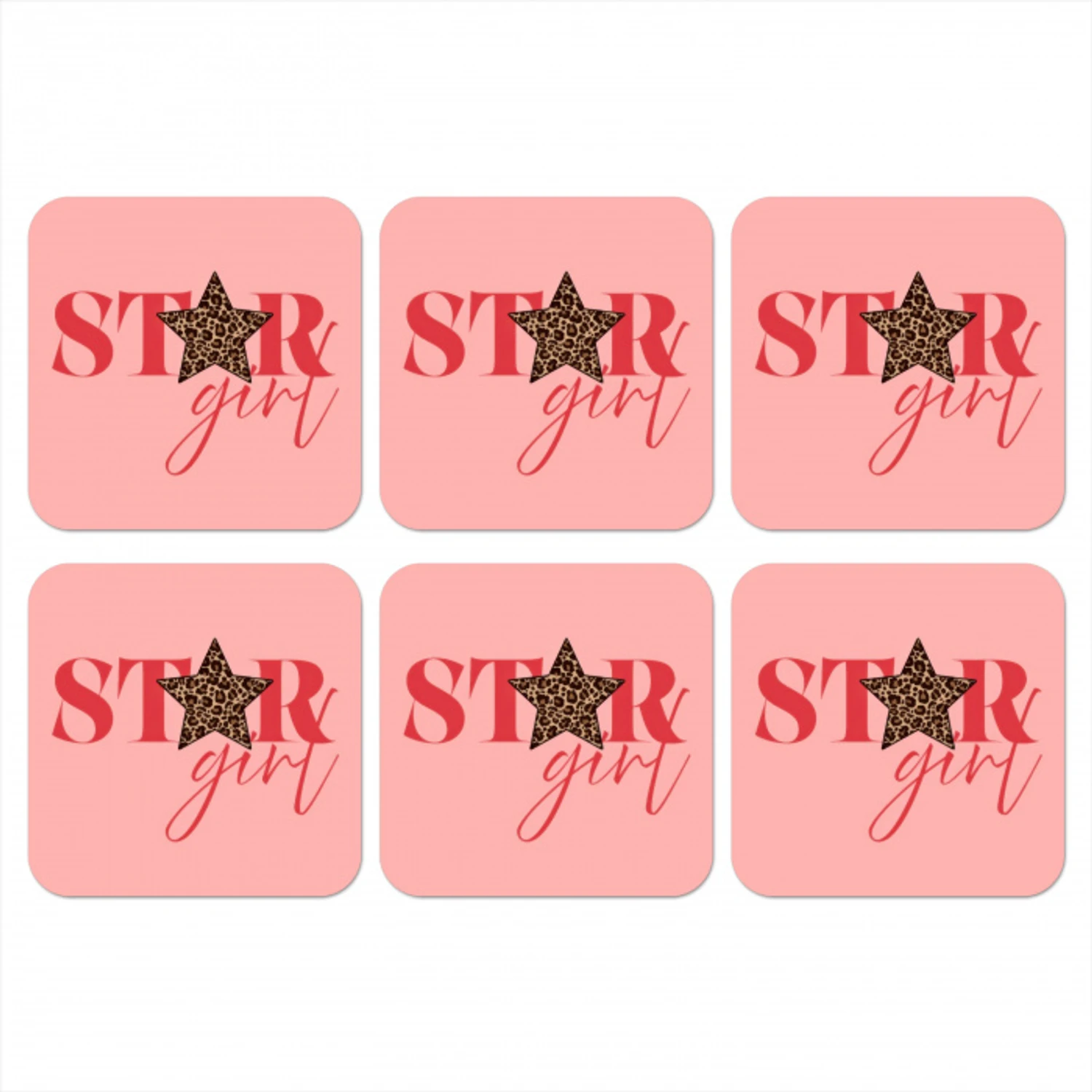 Star girl - Roze - Panter - Ster onderzetter kurk middel -3d