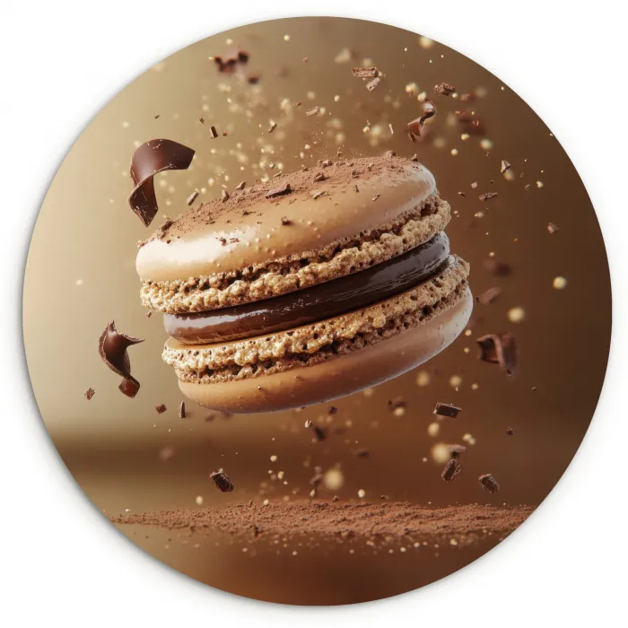 Chocolade - Macarons - Eten - Snoep Wandcirkel plexiglas klein -3d