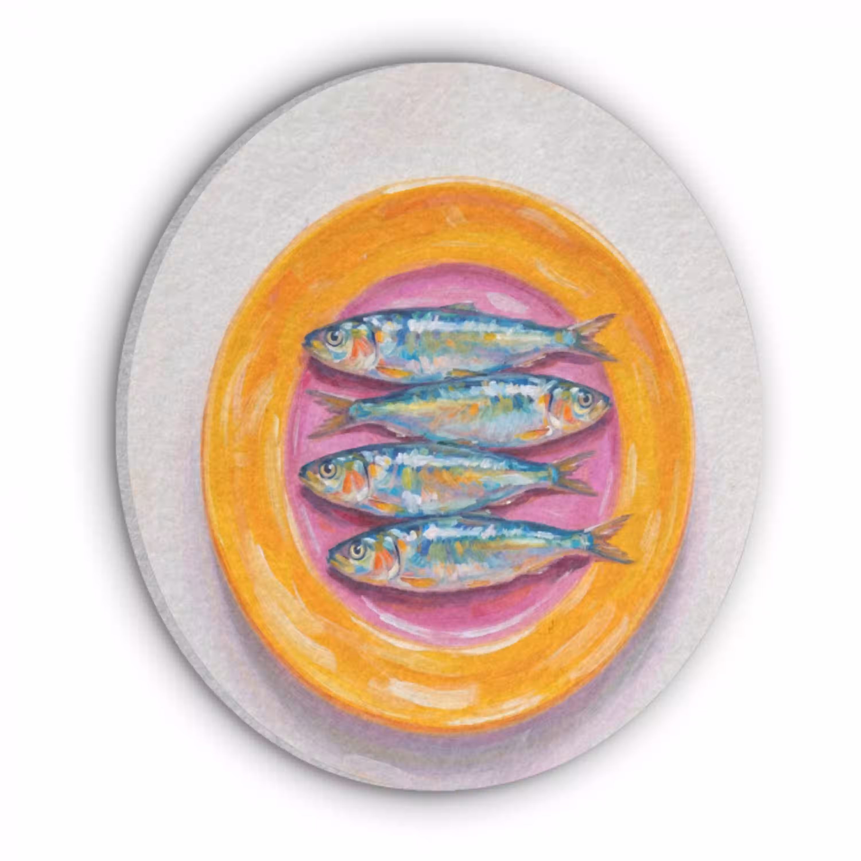 Vis - Vier - Eten - Modern - Kleurrijk Akoestische PET Vilt - Rond klein -3d