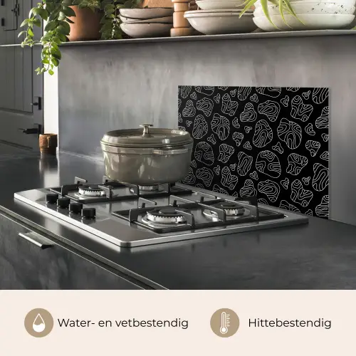 Lijnen - Wit - Zwart keuken achterwand spatscherm klein 900 -usp_NL