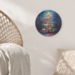 Kerstboom - Kerst - Abstract - Kleurrijk Akoestische PET Vilt - Rond klein -sfeer4