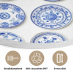 Borden - Bloemen - Patroon - Blauw Akoestische PET Vilt - Rond klein 838 -closeup_DE