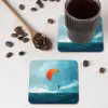Kitesurfer - Oranje - Zee - Lucht onderzetter kurk middel -sfeer2
