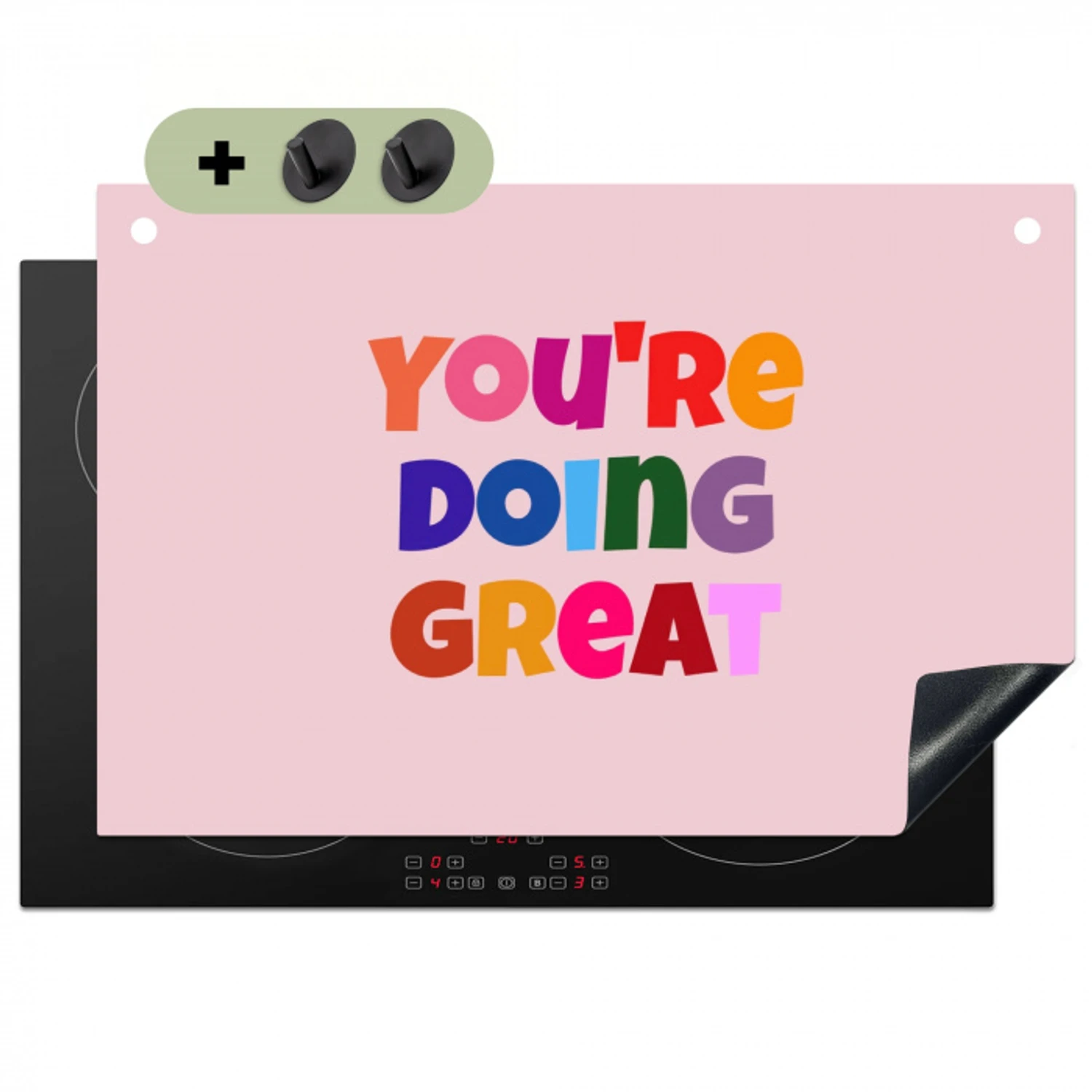 You're doing great - Roze - Kleurrijk Inductie beschemer met haakjes klein -3d