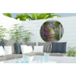 Hortensia - Doorkijk - Bloemen - Zomer - Paars - Pad Wandcirkel tuinposter met ringen klein -buiten2
