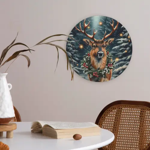 Kerst - Magie - Bos - Kleurrijk Akoestische PET Vilt - Rond klein -sfeer3