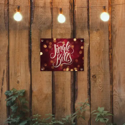 Jingle - Bells - Kerst - Rood tuinposter los doek klein -sfeer1