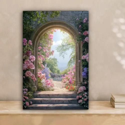 Doorkijk - Rozen - Vintage - Bloemen canvas 2cm klein -sfeer1