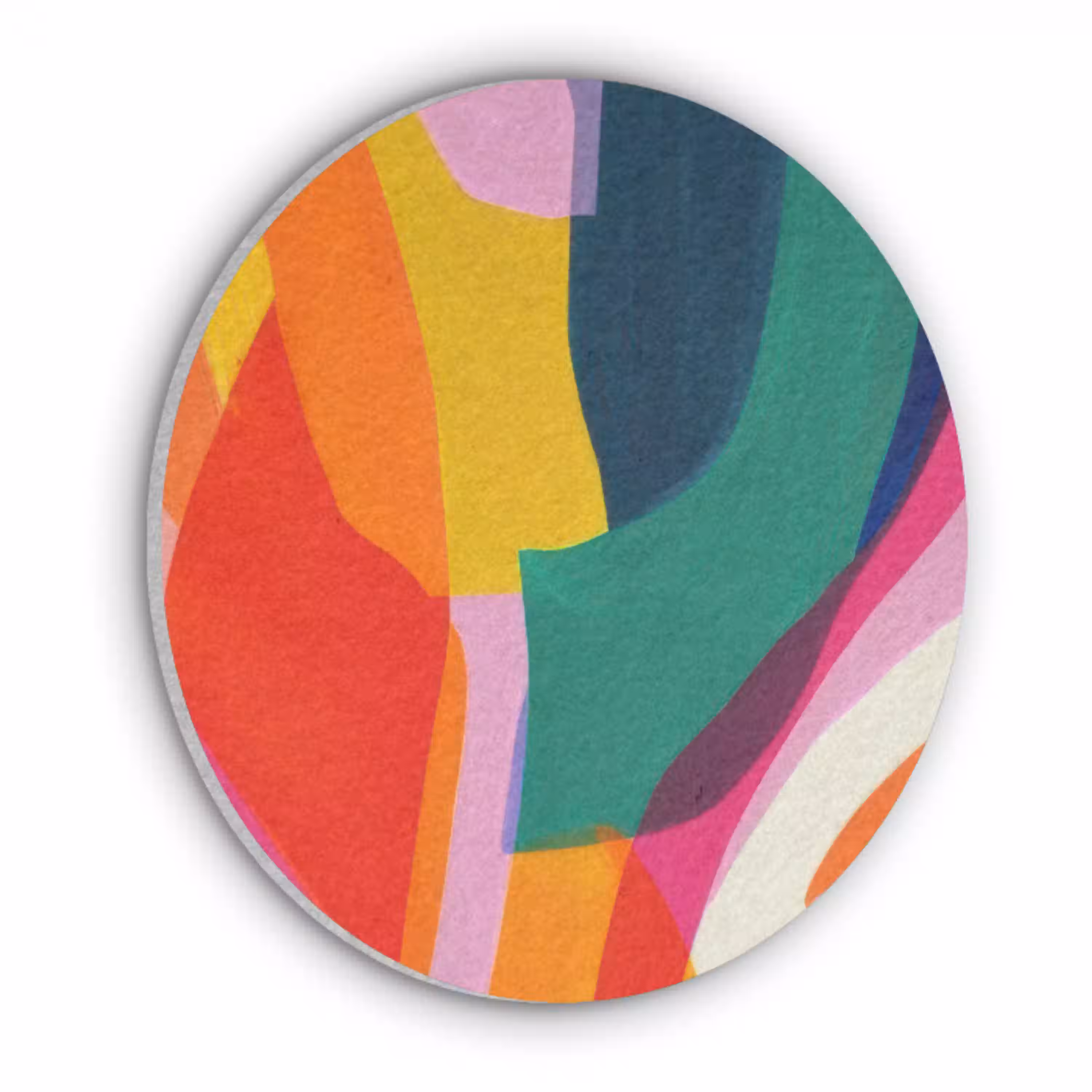 Vormen - Golvend - Abstract - Felroze Akoestische PET Vilt - Rond klein -3d