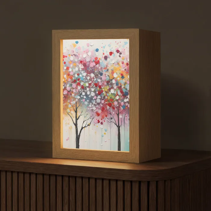 Kunst - Bomen - Natuur - Acryl Light Box met kabel (Tafellamp) klein -z3d_website