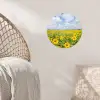 Zonnebloemen - Bloemen - Wolken - Natuur - Geel - Landschap Wandcirkel behangsticker klein -sfeer4