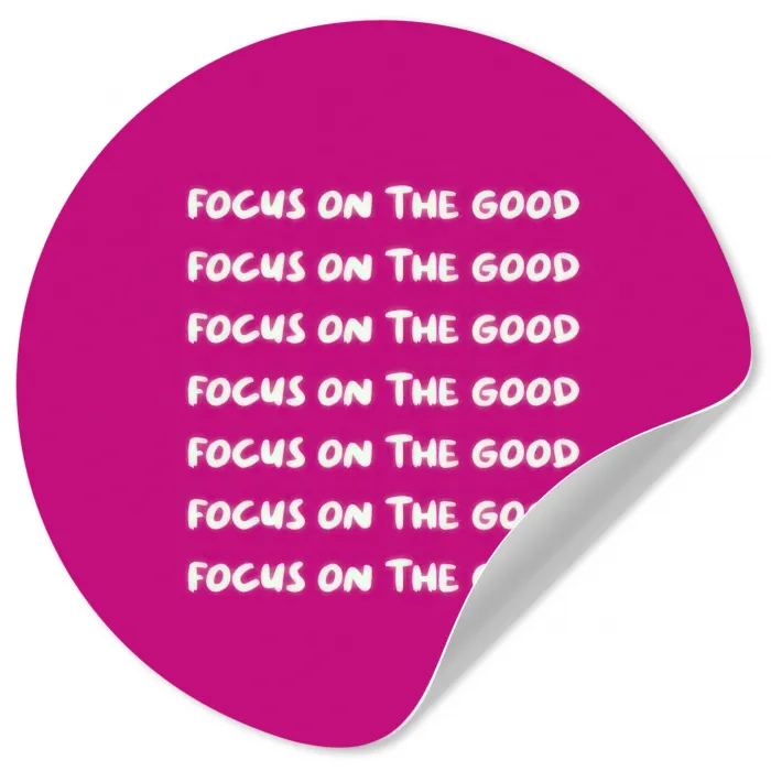 Focus on the good - Roze - wit Wandcirkel behangsticker klein -3d