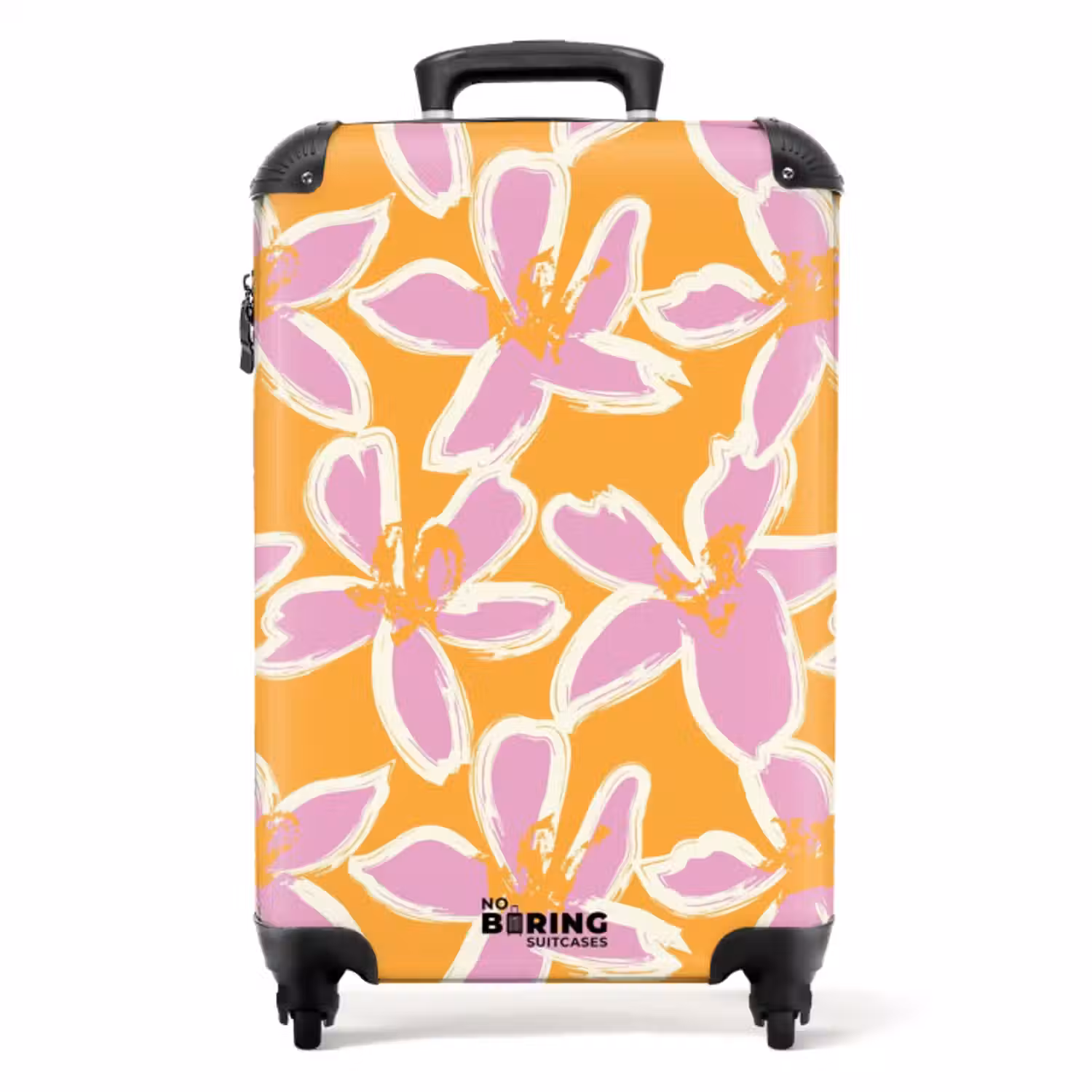 Koffer - Pastellfarbene Blumen - Rosa mit Orange
