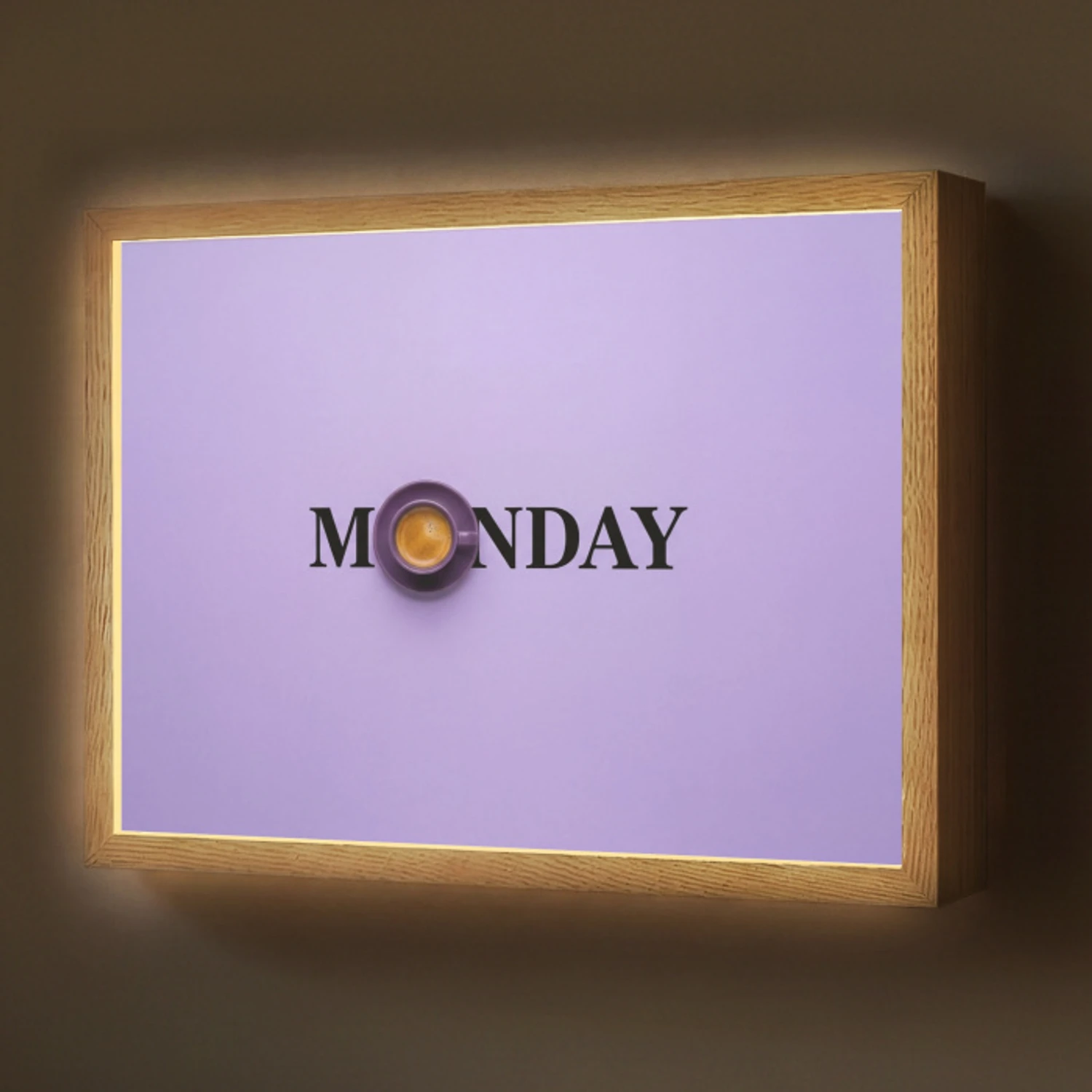 Maandag - Mok - Koffie - Paars Light Box met batterij (Wandlamp) middel -z3d_website