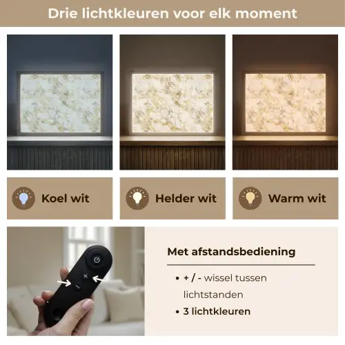 Warm - Gouden - Marmer - Patroon Light Box met batterij (Wandlamp) middel 907 -USP_lichtkleurNL