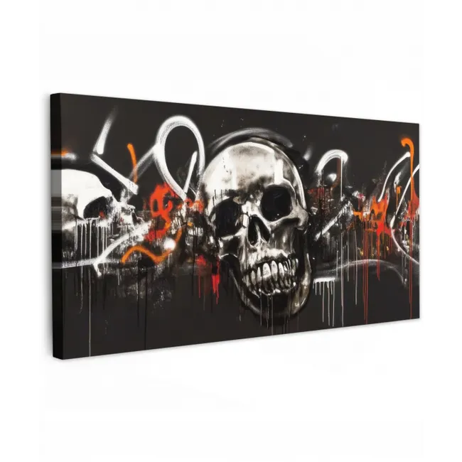 Schedels - Kunst - Donker - Rood Tuinposter op houten frame 2 cm dik xxl -3d