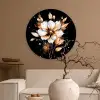 Bloem - Verf - Goud - Graffiti - Modern Wandcirkel plexiglas middel -sfeer1