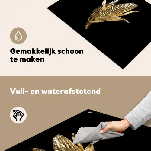 Mais - Eten - Goud - Zwart Inductie beschemer met haakjes klein -ky-schoon-nl