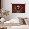 Bloemen - Dieprood - Zonnebril - Vrouw Wandkleed katoen klein -sfeer1