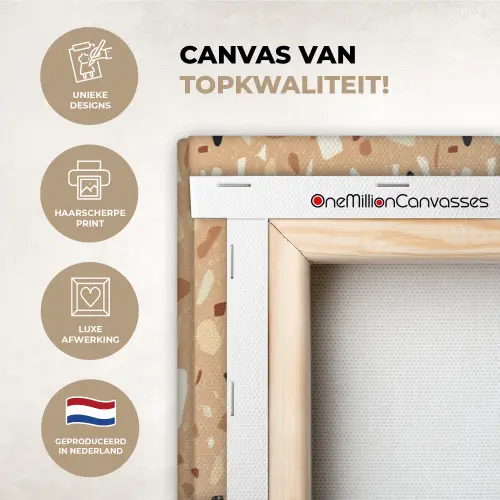 Terrazzo - Patroon - Kleurrijk - Oranje canvas 2cm xxl 828 -sfeer2