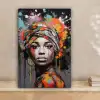 Vrouw - Hoofddoek - Graffiti - Zwart canvas 2cm klein -sfeer1