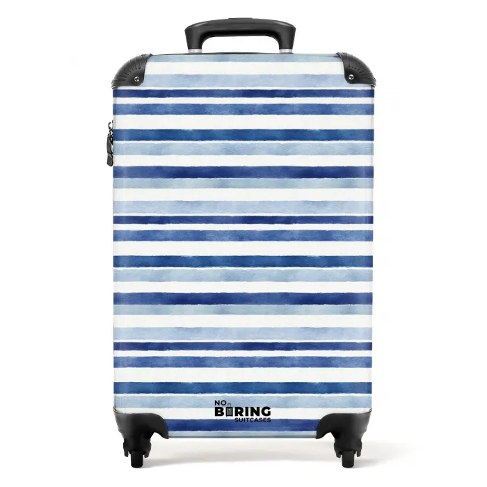Strepen patroon blauw NBS - Handbagage koffer - Kinderen Unisex middel -productfoto_recht