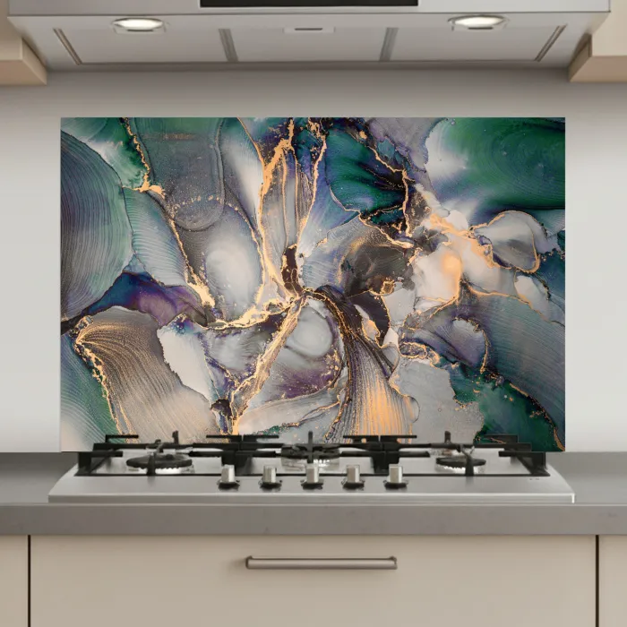Goud - Blauw - Marmer keuken achterwand spatscherm klein -3d_website