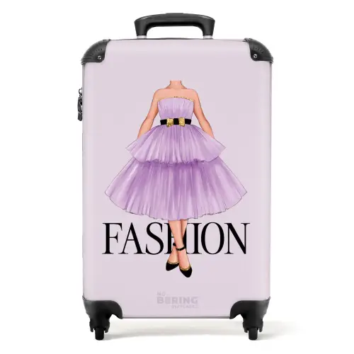 Fashion - Paarse jurk NBS - Handbagage koffer - Kinderen Unisex middel -productfoto_recht