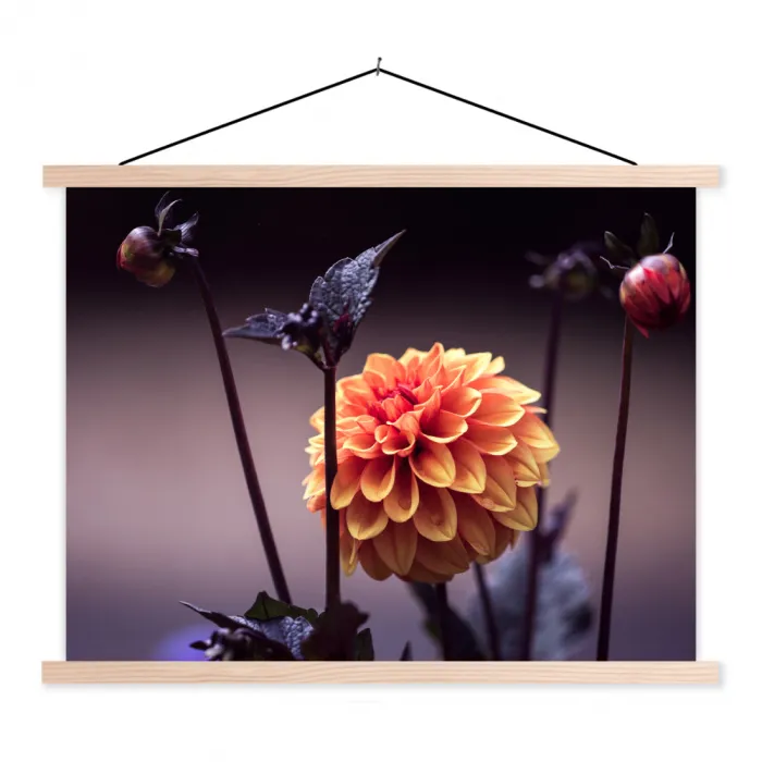 Bloemen - Chrysant - Macro - Planten textielposter latten blank klein -3d