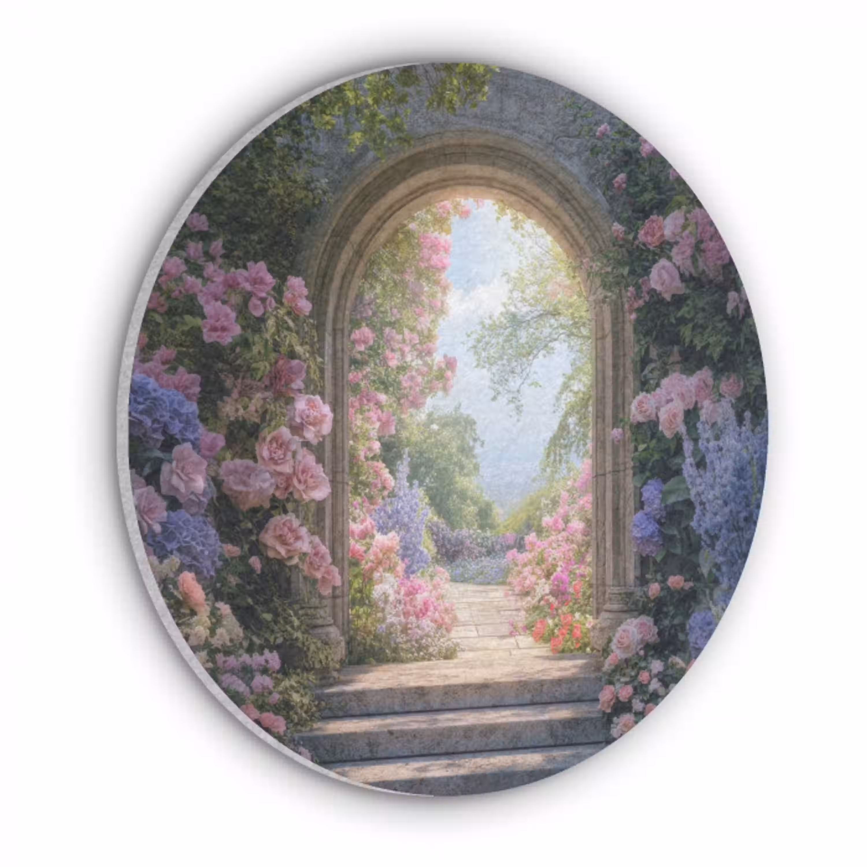 Doorkijk - Rozen - Vintage - Bloemen Akoestische PET Vilt - Rond klein -3d
