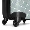 Grijsgroene achtergrond met witte hartjes NBS - Handbagage koffer - Kinderen Unisex middel -wiel