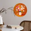 Vaas - Bloemen - Oranje Wandcirkel behangsticker klein -sfeer3