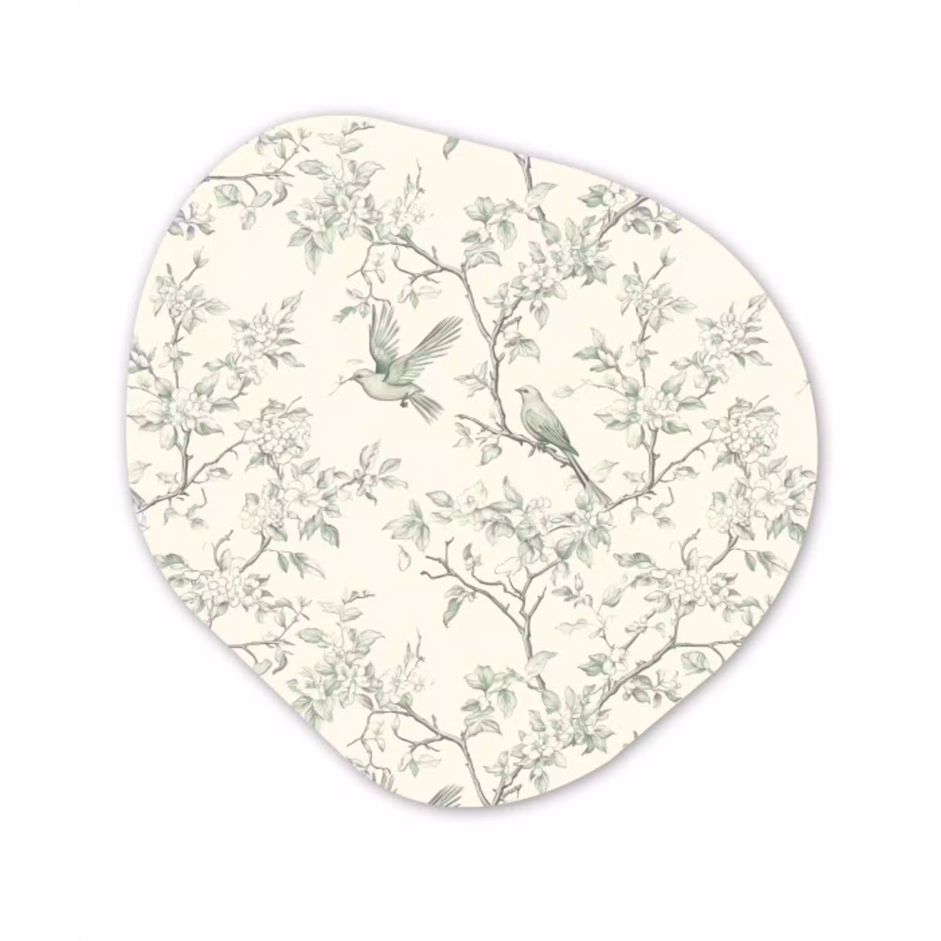 Klassiek - Vogels - Groen Wandcirkel Organisch Aluminium middel 851 -3d