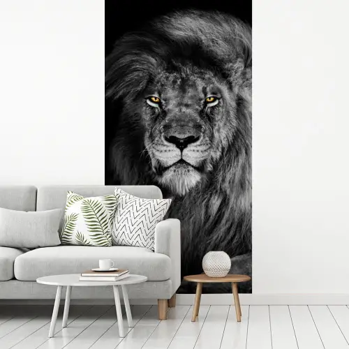 Leeuw - Ogen - Oranje - Zwart wit - Dieren - Portret fotobehang vinyl groot -woonkamer
