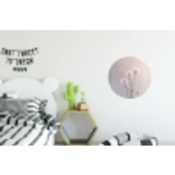 Bloemen - Bollen - Roze Wandcirkel aluminium klein -kinderkamer