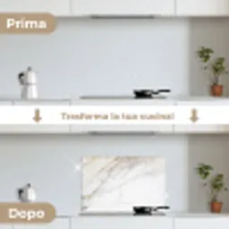 Marmer - Steen - Wit - Goud - Marmerlook - Steen - Luxe keuken achterwand spatscherm klein -voor_na_IT