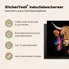 Schotse Hooglander - Graffiti - Kleurrijk - Bloem - Dieren Inductie beschermer vinyl 3mm middel -sfeer2