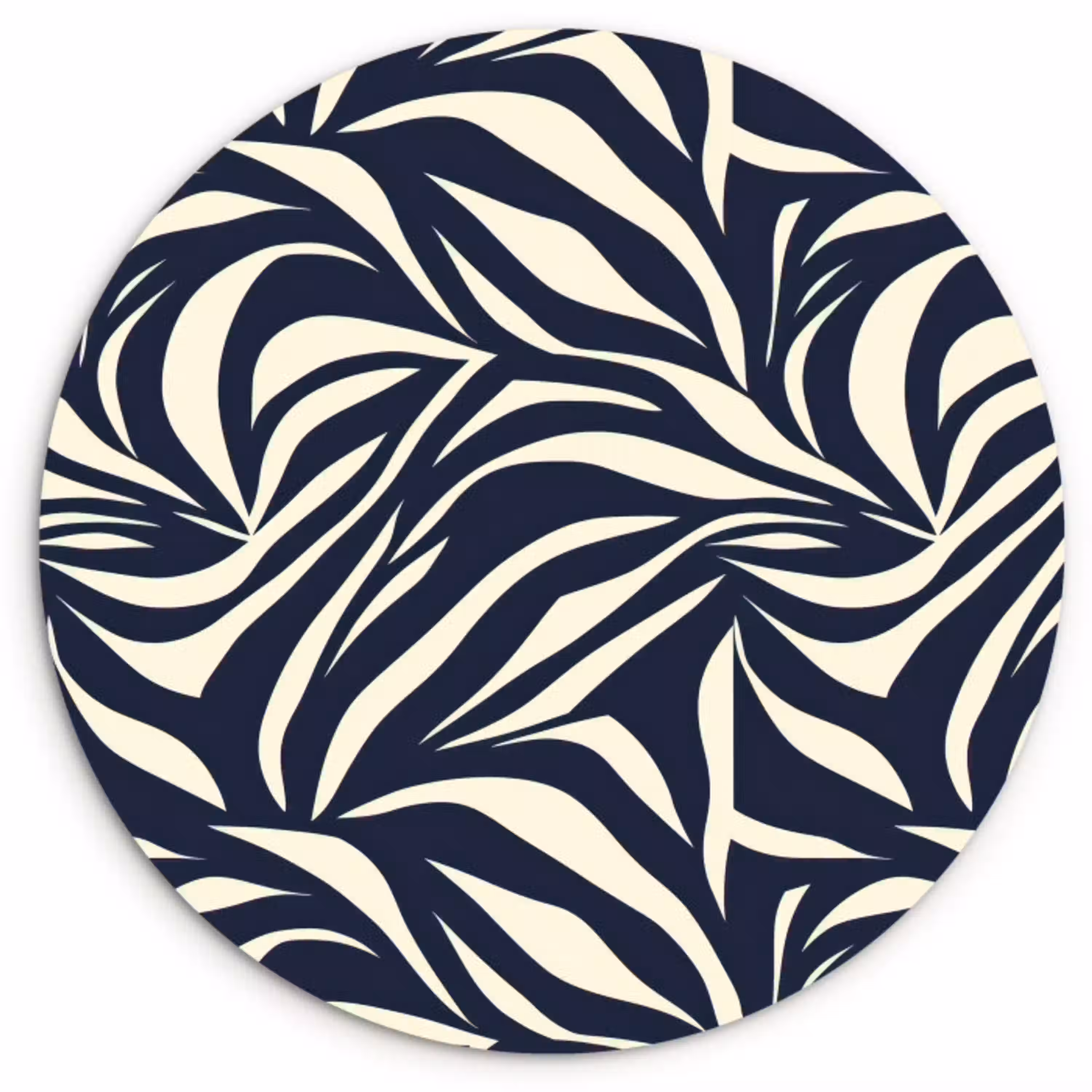 Bladvormen - Blauw - Patroon - Wit Wandcirkel kunststof plaat 5mm dik klein 188 -3d