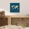 Wereldkaart - Donkerblauw - Beige aluminium wit klein -sfeer3
