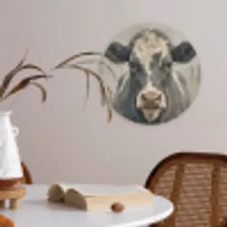 Koe - Portret - Dieren - Modern Akoestische PET Vilt - Rond klein -sfeer3