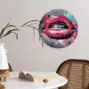 Lippen - Felroze - Graffiti - Verfstrepen Wandcirkel plexiglas klein -sfeer4