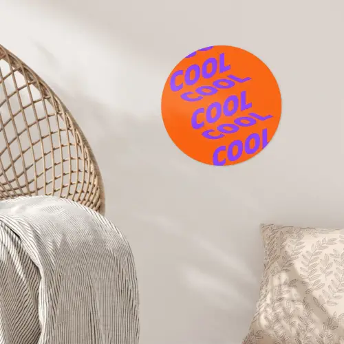 Cool - Paars - Oranje Wandcirkel behangsticker klein -sfeer4