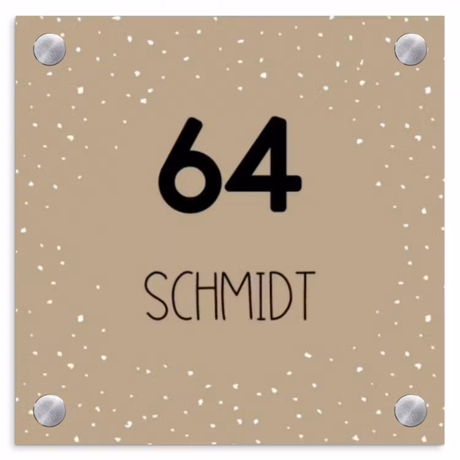 Namensschild Haustür Quadratisch - Beige mit Polka Dots - Modern