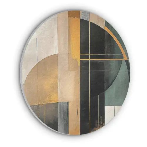 Abstract - Goud - Brons - Groen - Vormen - Modern Akoestische PET Vilt - Rond klein -3d