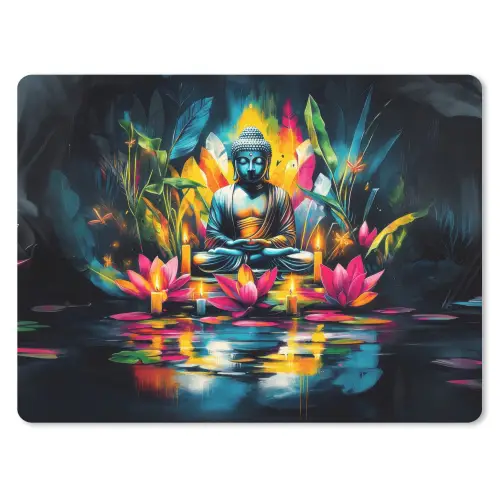 Kaarsen - Bloemen - Buddha - Water muismat rubber klein -3d