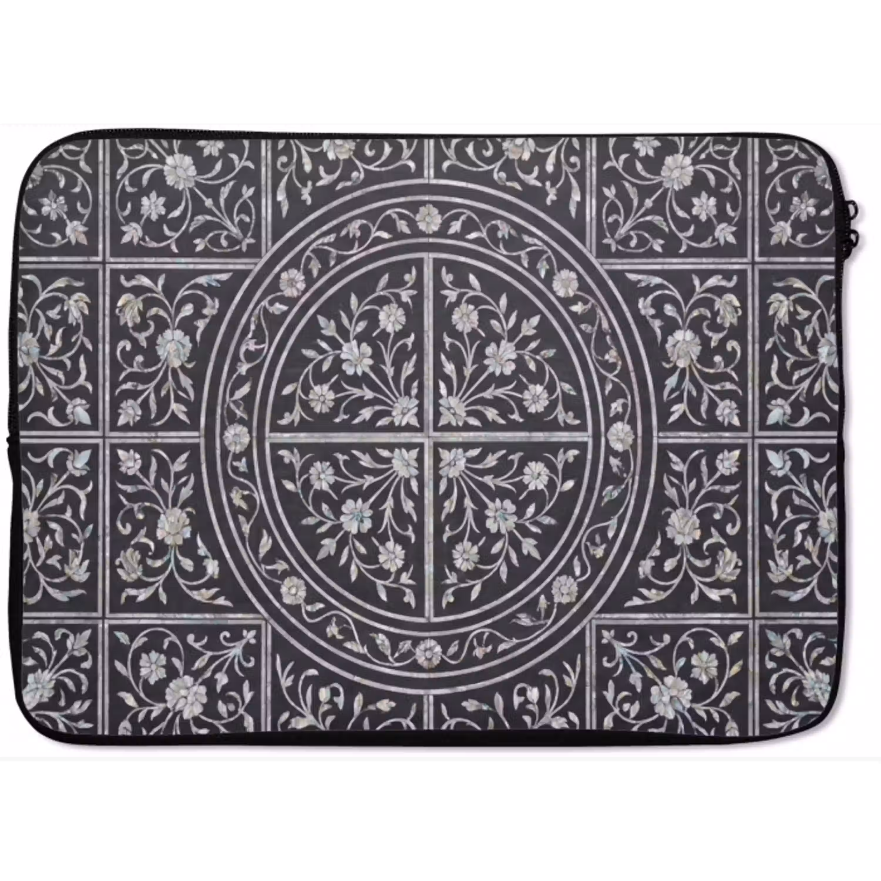 Patroon - Bloemmotief - Decoratie - Klassiek - Zwart laptophoes neopreen klein -zkaufland3dotto